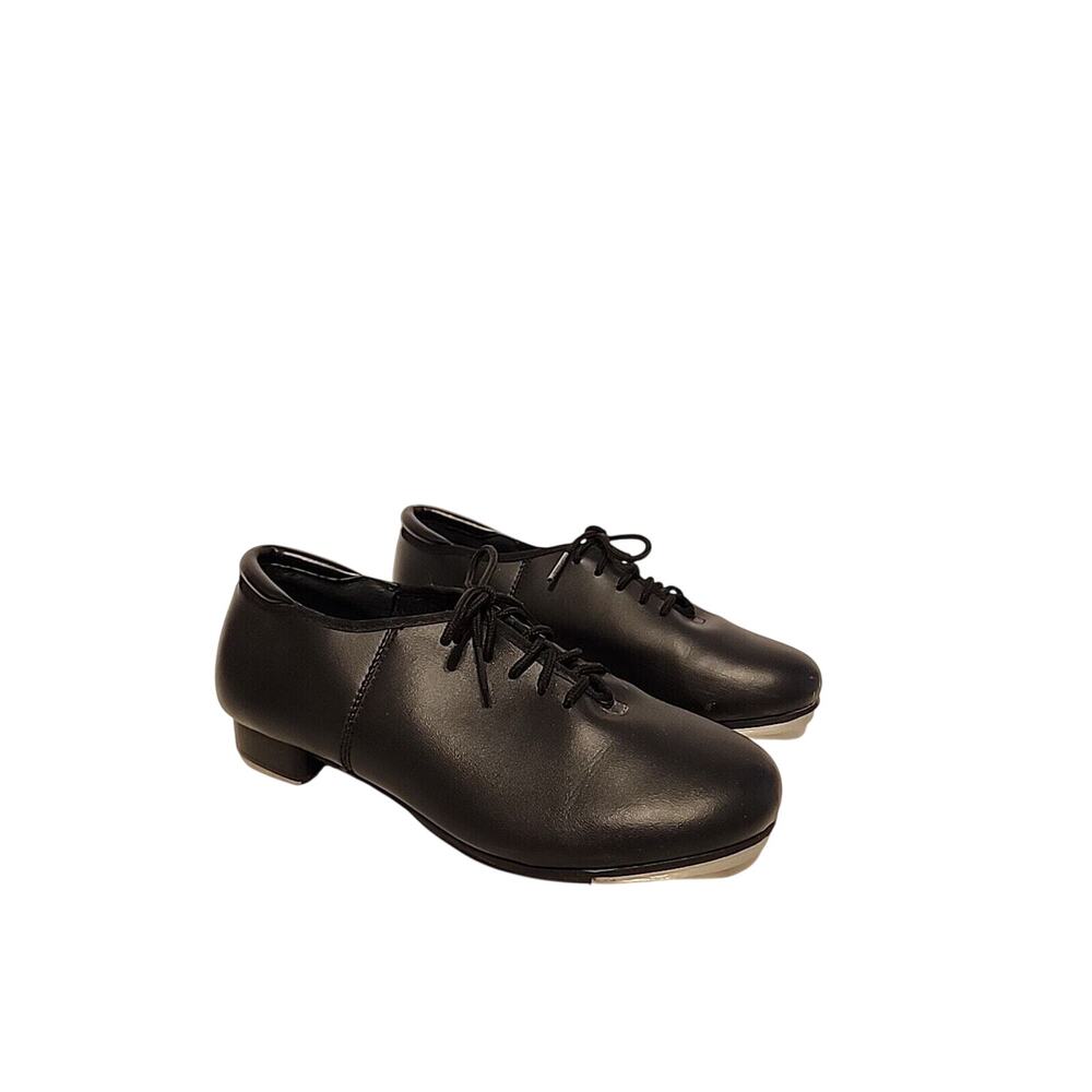 Balera Black Tap Shoes Girls Size 8 AM B160 Lace-Up Used